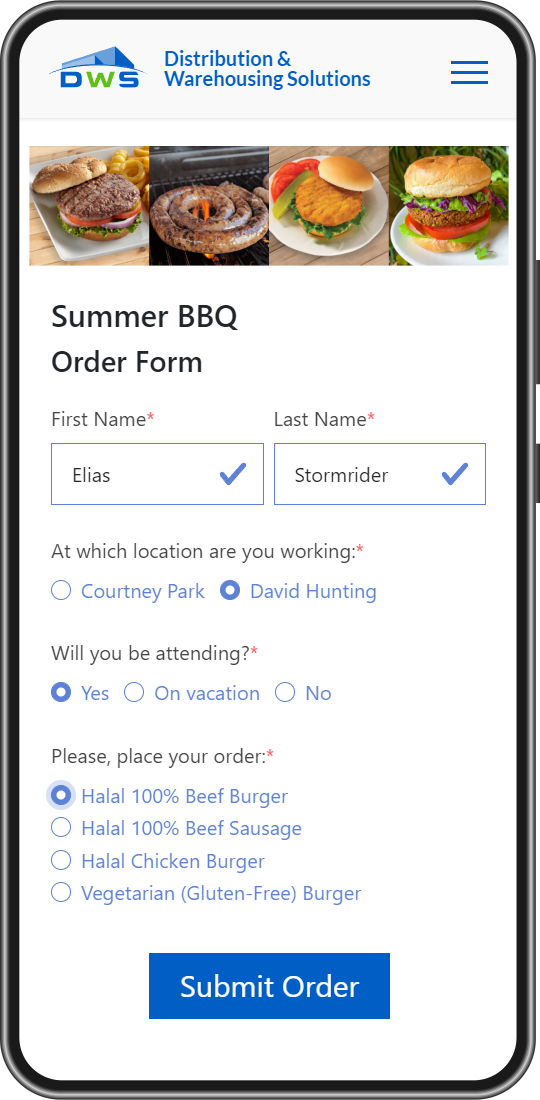 DWS Sample Order Form